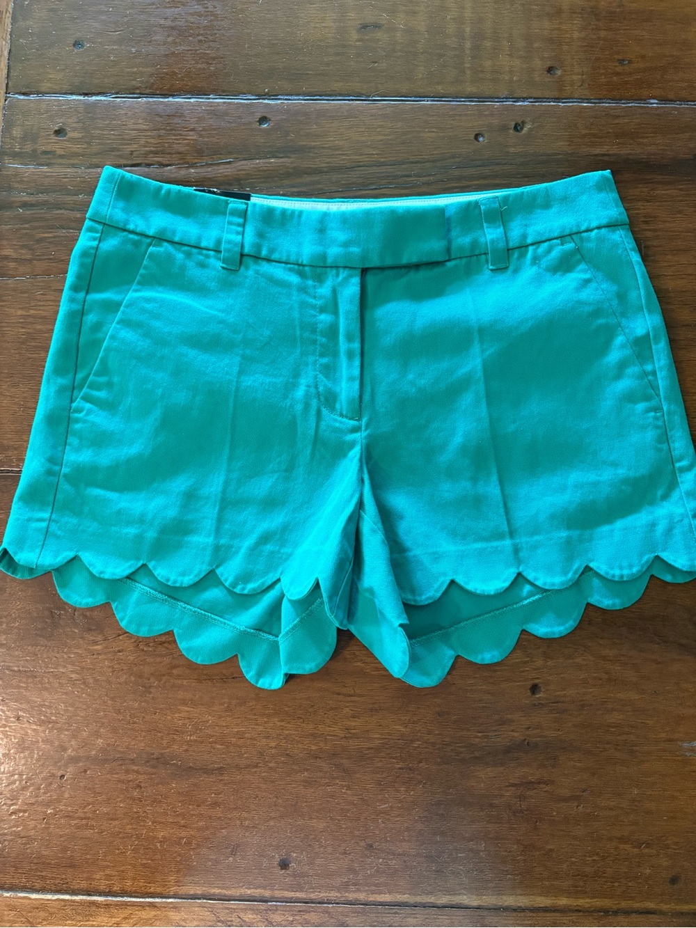 J. Crew Teal Scalloped Hem Shorts